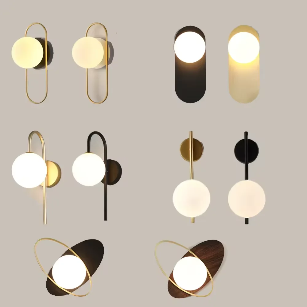 

Modern Simple LED Wall Lamps Creative Glass Ball Wall Light Living Room Bedroom Bedside Interior Staircase Corridor Wall Light