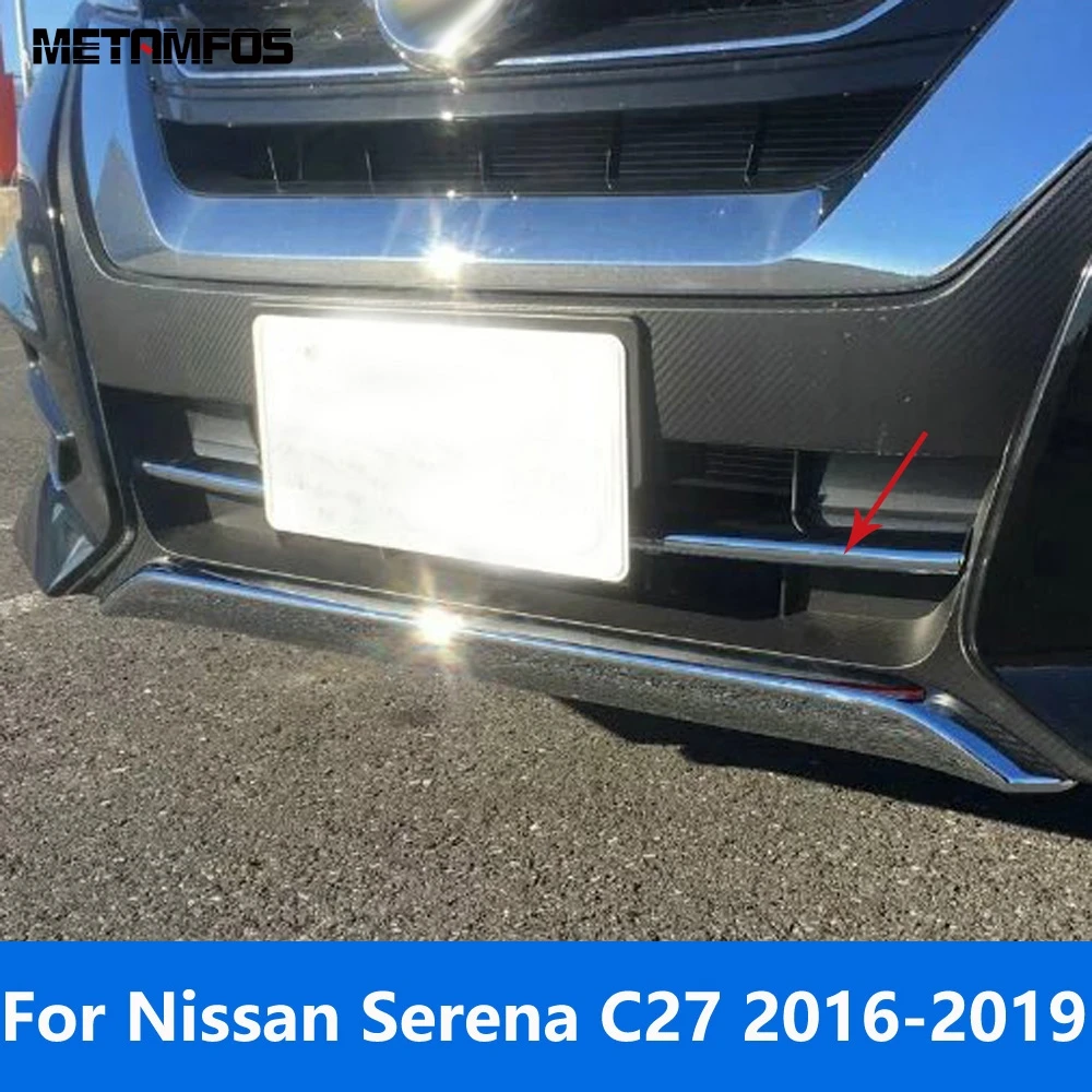 For Nissan Serena C27 2016 2017 2018 2019 Chrome Front Bumper Grille Racing Grill Strip Molding Trim Accessories Car Styling