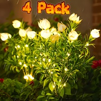 1/2/3/4pc 11-Flower Solar LED Gardenia Lights Outdoor Garden Decor Automatic Light Sensor for Patio Lawn Yard Solar Garden Light