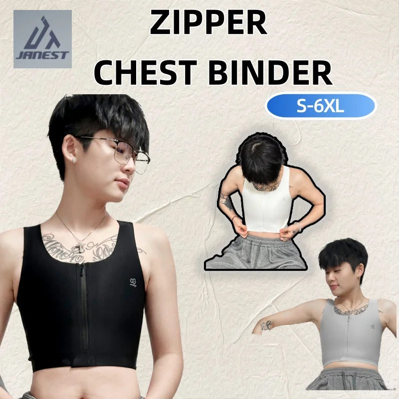 Front Zipper Chest Binder Tomboy Binder Chest FTM Lesbian Breast Binder Breathable Seamless Binder Transgender Crop Top S-6XL