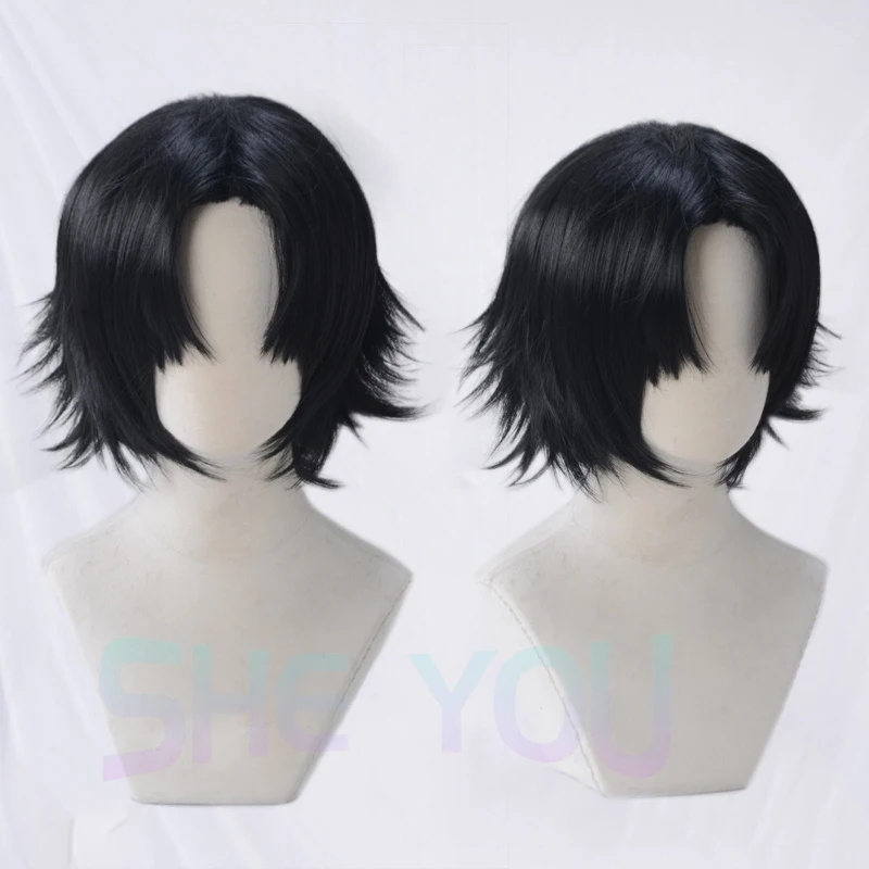 Men's Black Synthetic Hunter X Hunter Captain Chrollo Lucilfer Wigs Short Cosplay Costume Wigs Halloween Party Play Role