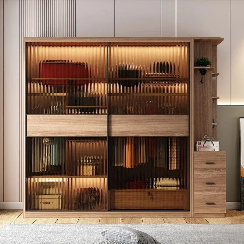 

Luxury Glass Doors Wardrobes Drawers Aesthetic Wooden Bedroom Wardrobe Clothes Living Room Kleiderschrank Bedroom Furniture