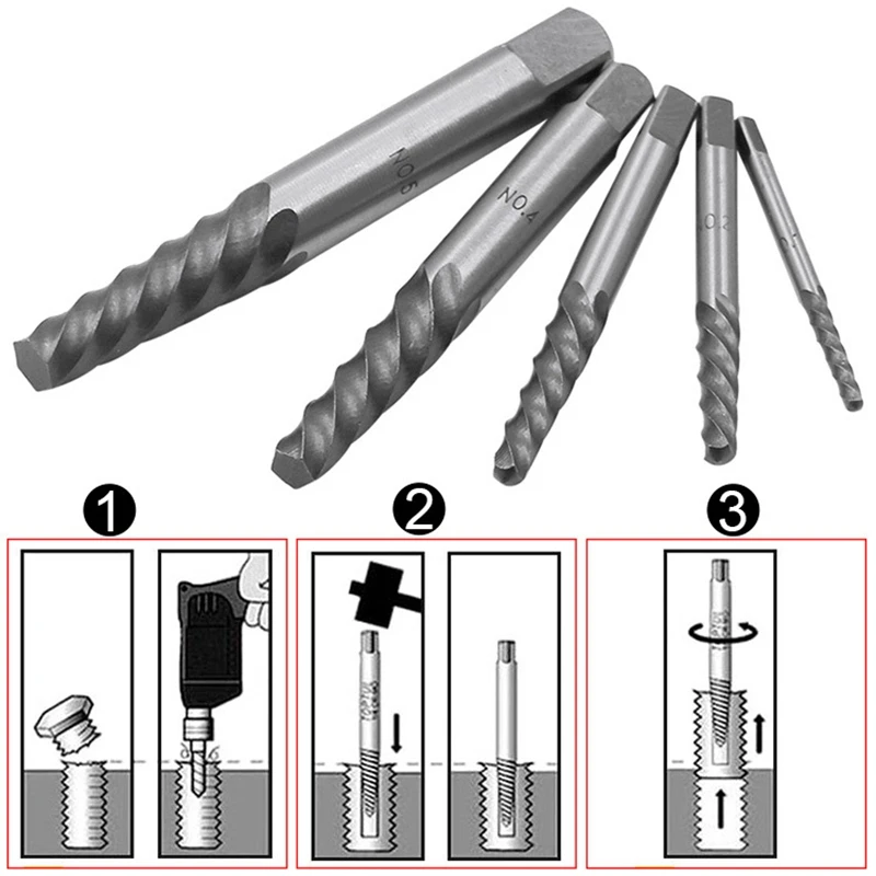 10Pcs Left Hand Drill Bit Set, Spiral Flute Extractor Set Broken Bolt Remover, Easily Remove Stripped Or Damaged Screws