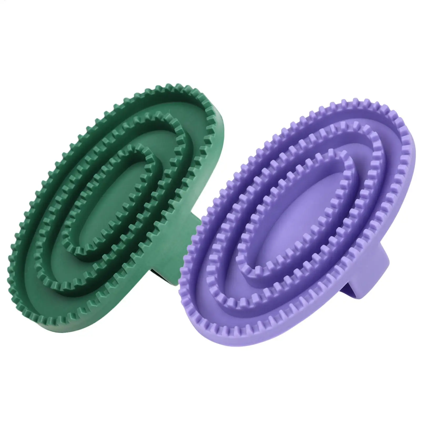 Pet Grooming Comb Cat Dog Bath Brush Rubber Bristles Soothing Massage Shedding Tool With Ring Handle For Bathing Massaging