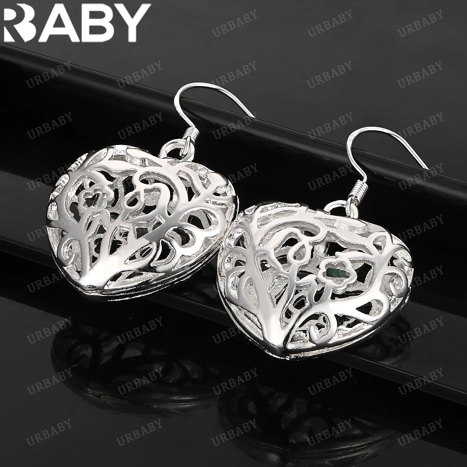 

URBABY 925 Sterling Silver Earrings Hollow Heart Drop Earrings For Women Jewelry Fashion Party and Daily Wear