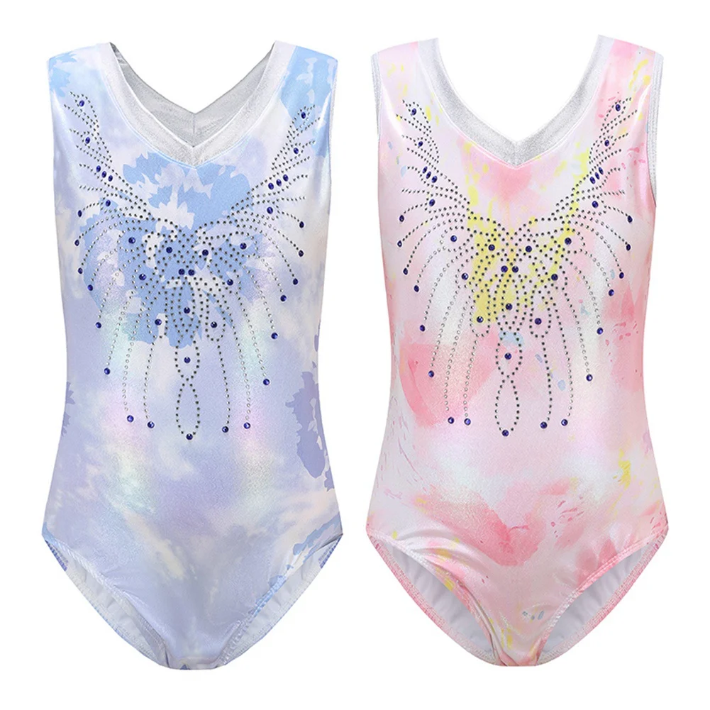 

Kids Girls Glittering Ballet Sleeveless Jumpsuit Gymnastics Leotard Figure Skating Dance Costume Bodysuit Training Dancewear