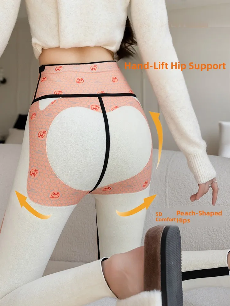 High Waist Thiened Yoga Pants Women's Outerwear Autumn Winter Warm Modal Fce Lined arkskin Pants Butt Lifting Base Lay...