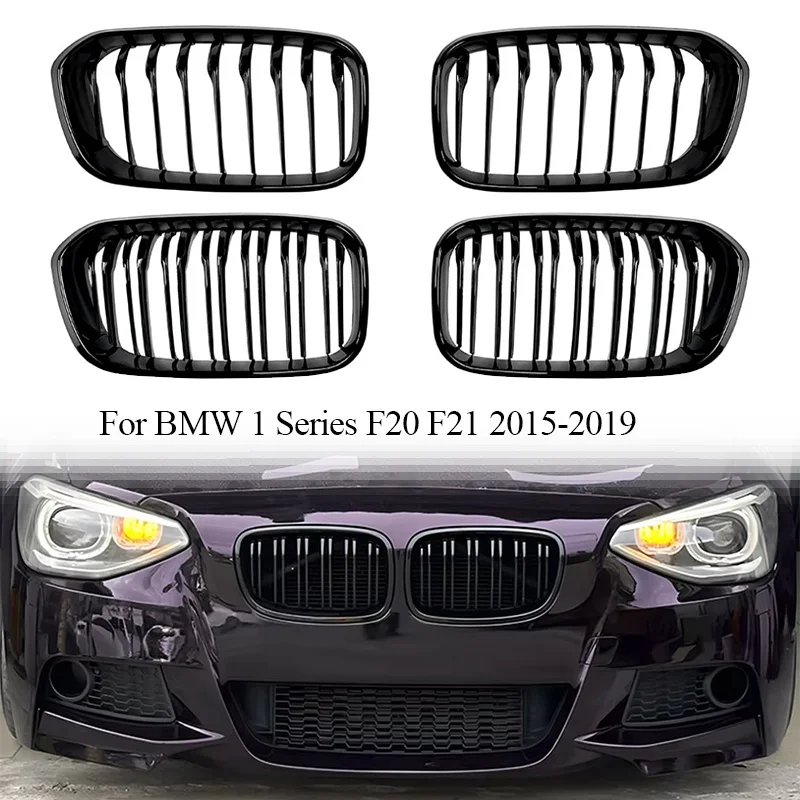 

Car Front Bumper Racing Grille Front Kidney Dual Line Grilles For BMW 1 Series F20 F21 2015-2019 Car Front Grill Replacement