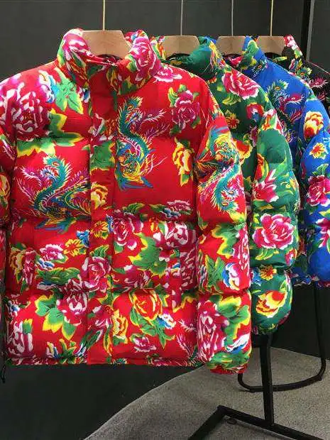 

Мужская утепленная хлопковая куртка в стиле «Северо-Восточный большой цветок», зимняя теплая повседневная модная городская куртка свободного кроя для праздников в деревенском стиле