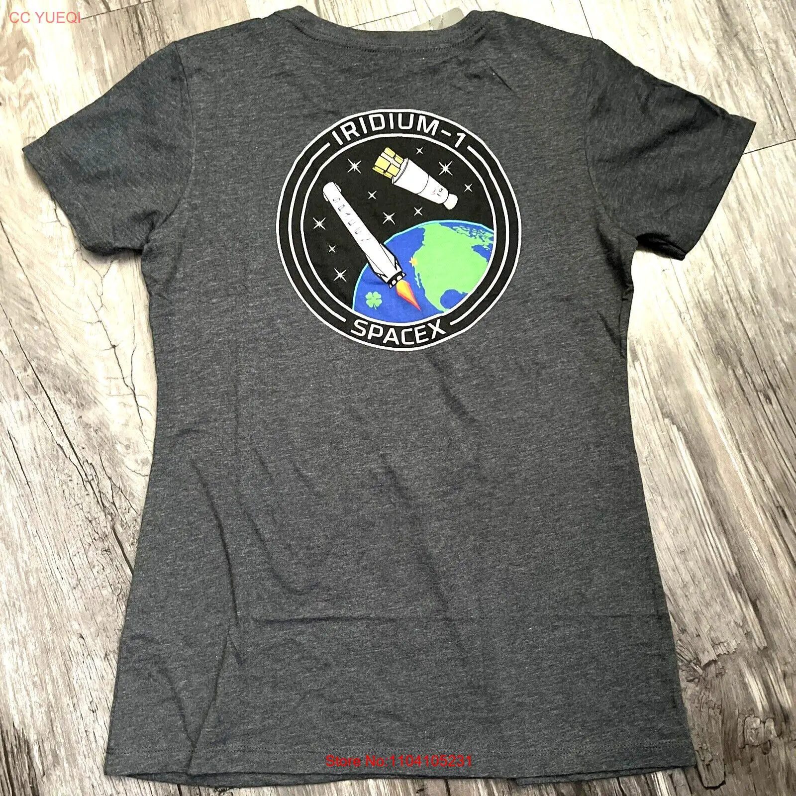 

SPACEX Shirt Iridium-1 F9 Logo Gray Short Sleeve Women’s Size L NWT RARE!!
