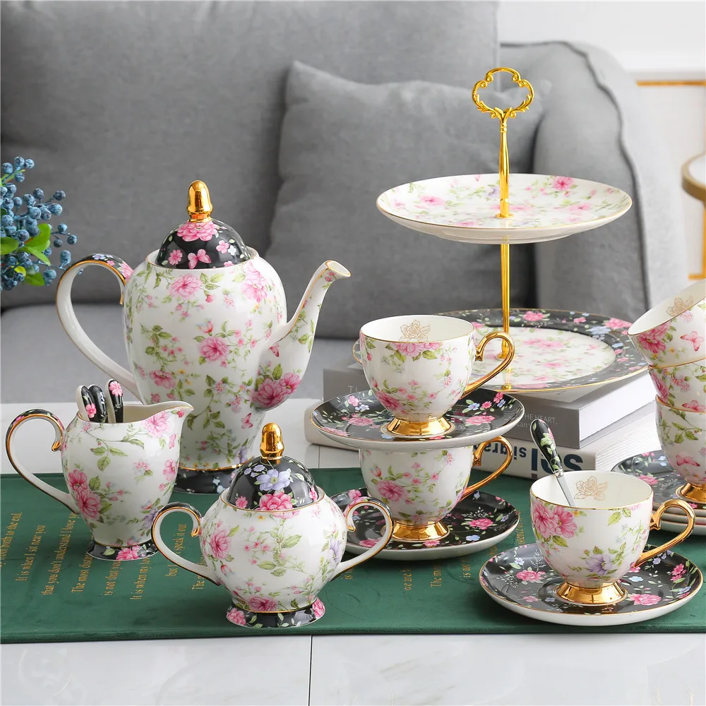 

Hxl floral bone china coffee and tea set
