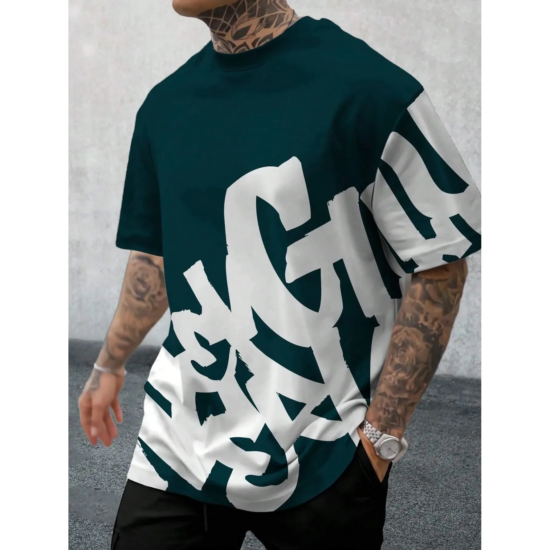 

Summer New 3D Printing Men's Casual ort Sve T-irt Loose Fit Youth Faion Daily Wear Geometric Pattern