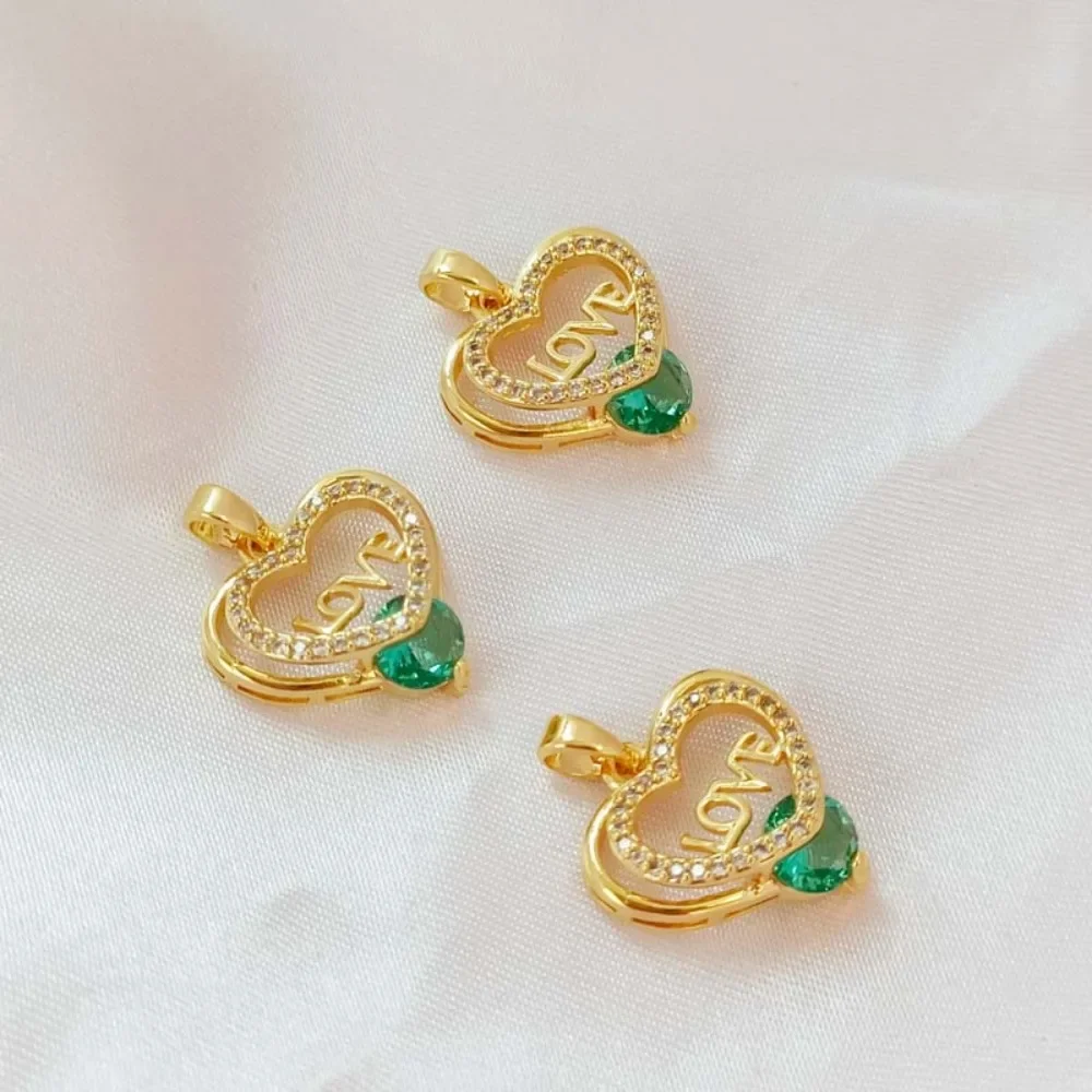 

Accessories 14K Gold-plated and Zircon Heart-shaped LOVE Pendant, Heart Pendant, Bracelet, Necklace, and Accessory