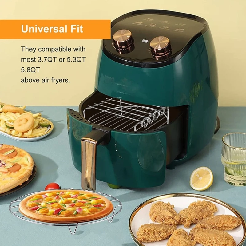 Vỉ Nướng Giá Đỡ Giá Inox Nồi Chiên Không Dầu Air Fryer Giỏ Khay Dehydrator Giá Phụ Kiện Đa Năng Cho Lò Nướng Dropshipping
