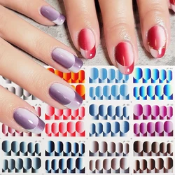 French Manicure Water Nail decalcomanie Set Vertical Ombre Nail Design Neon Waves Heart Stickers copertura completa Gel Polish Wraps NTJF73-82