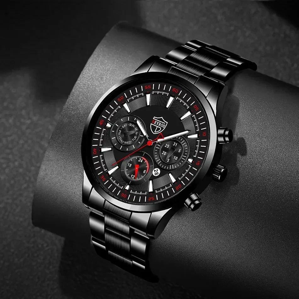 5p/set أزياء رجالية ووتش مجموعة الأعمال عارضة الأزياء سبيكة كوارتز ووتش مجموعة الرجال هدية