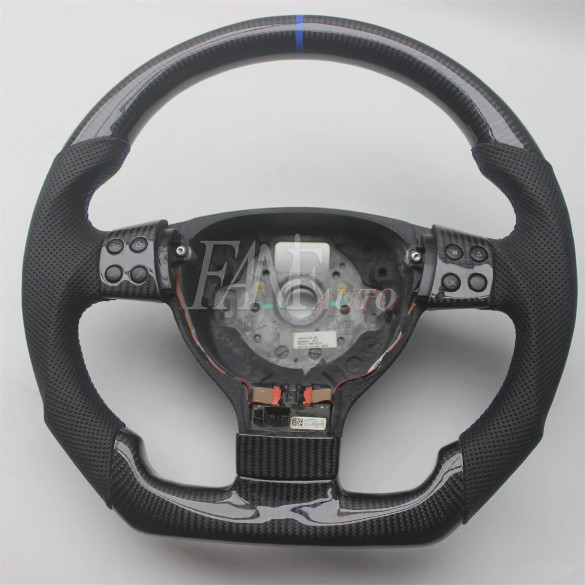 Blue Real Carbon Fiber Steering Wheel with Leather for VW Volkswagen Jetta Mk5 Golf 5 GTI R32 EOS Passat B6 Bora Caddy