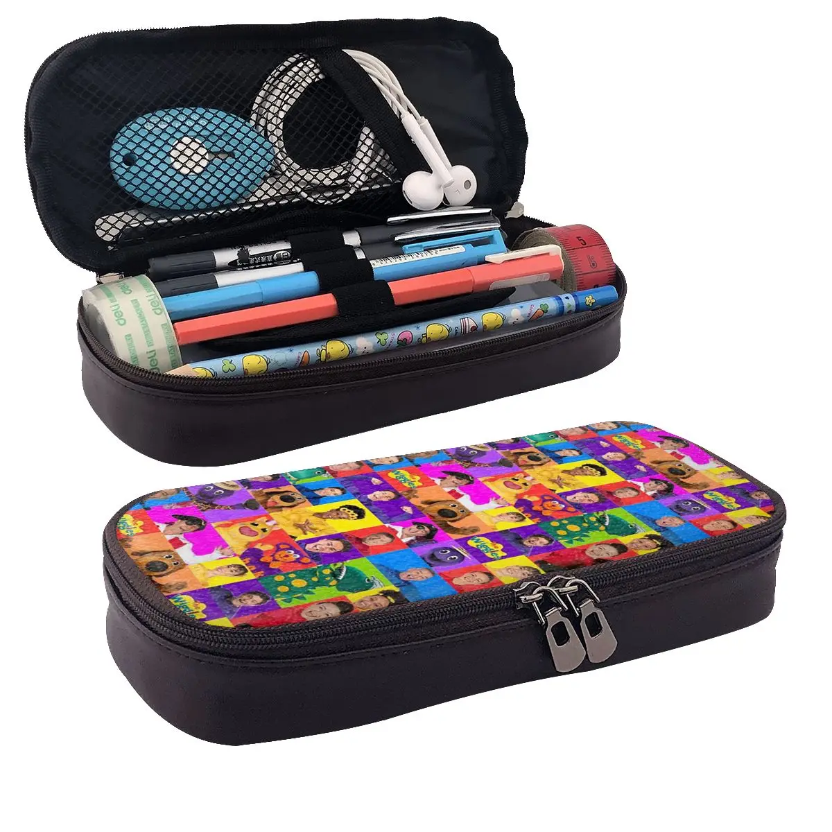 The Wiggles Tv Show Music Band Leather Pencil Case Pen Holder Storage Stationery Supplies Pen Box Pencil Bag for Kids School