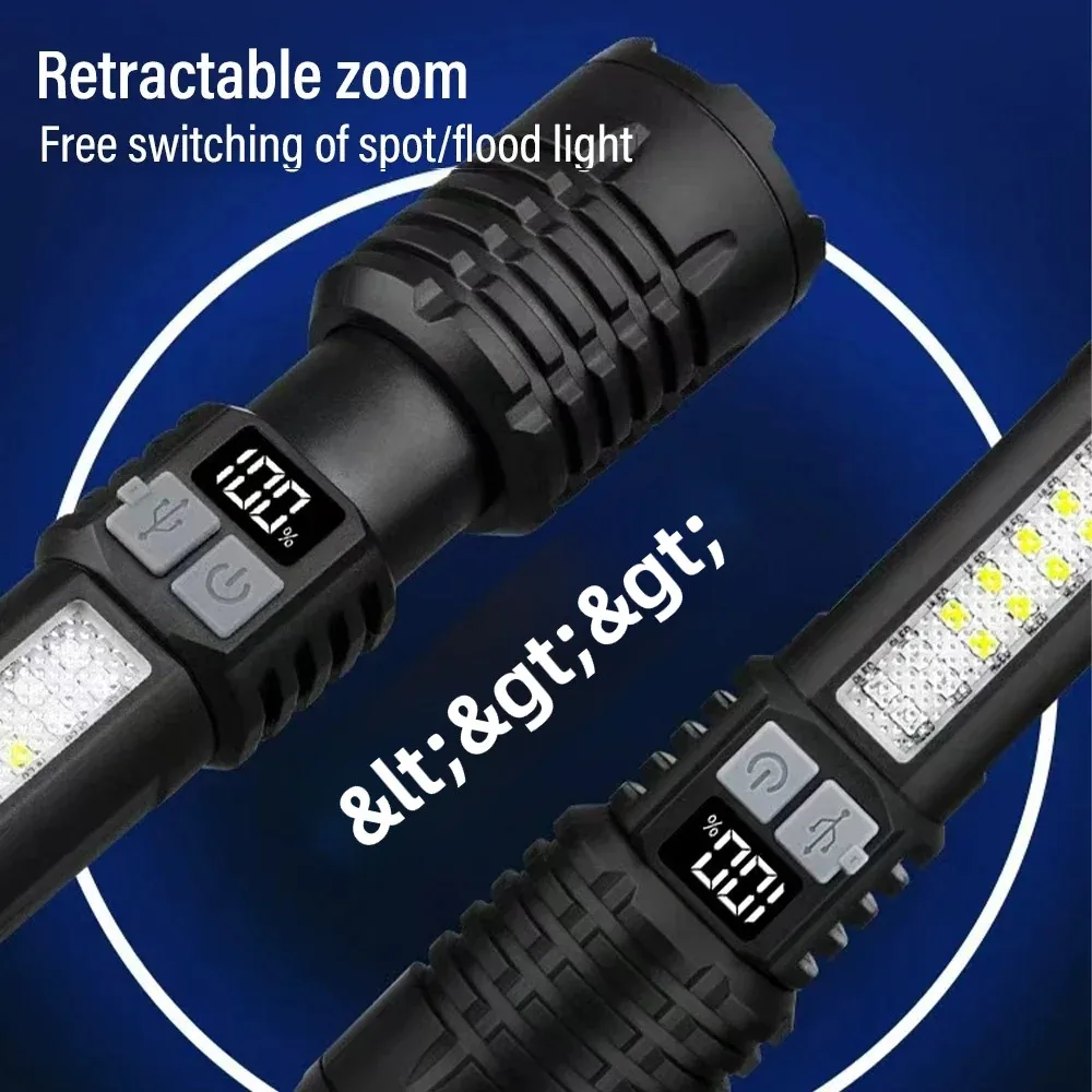 Leistungsstarke wiederaufladbare LED-Taschenlampe, taktisch, zoombar, 5 Modi mit 18650-Akku im Lieferumfang enthalten, für Camping, Angeln, Jagd, Notfall