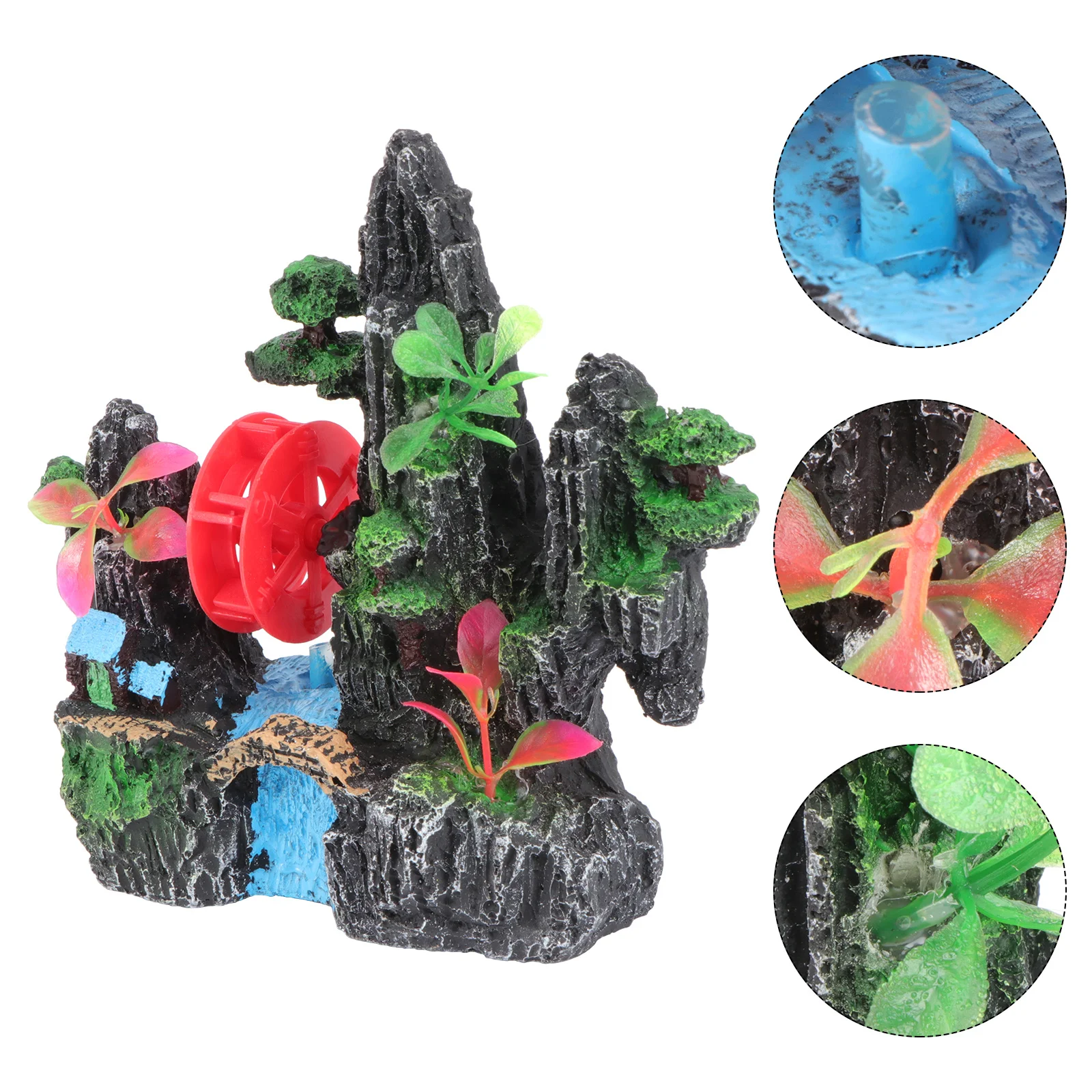 

1pc Water Wheel Fish Tank Mountain Decor Aquarium Rockery Landscape No Fading Artificial Decorations For Pet Aquarium