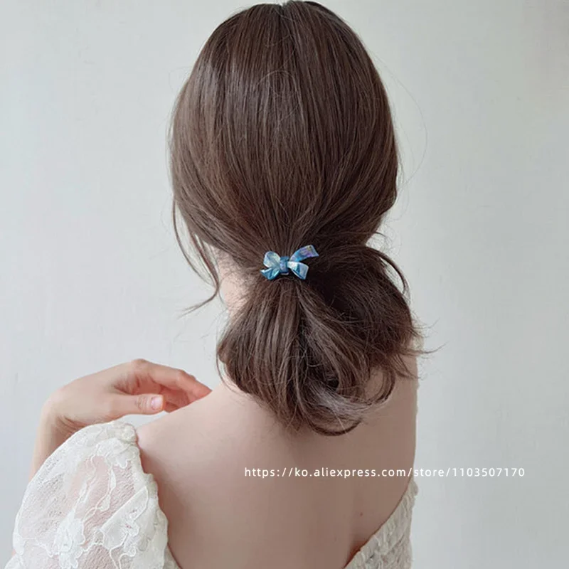 عصابة رأس رائعة بربطة عنق ~ حبل شعر صغير الحجم من فرنسا الكورية برأس كروي وربطة عنق فرنسية وشريط مطاطي عالي على شكل ذيل حصان #4