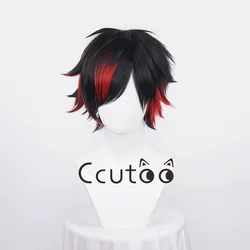 Umo Tetora Cosplay Perruque Synthétique Courte, Noir Mixte Rouge, Degré de Chaleur, Anime Ensemble Stars Stationnaire, Halloween Party Carnaval