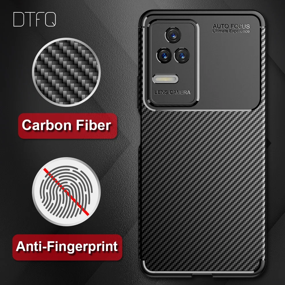 For POCO F4 Case Carbon Fiber Soft TPU Cover Coque Funda Shockpprof Case for POCO F4 Silicone Case for POCO F4 GT