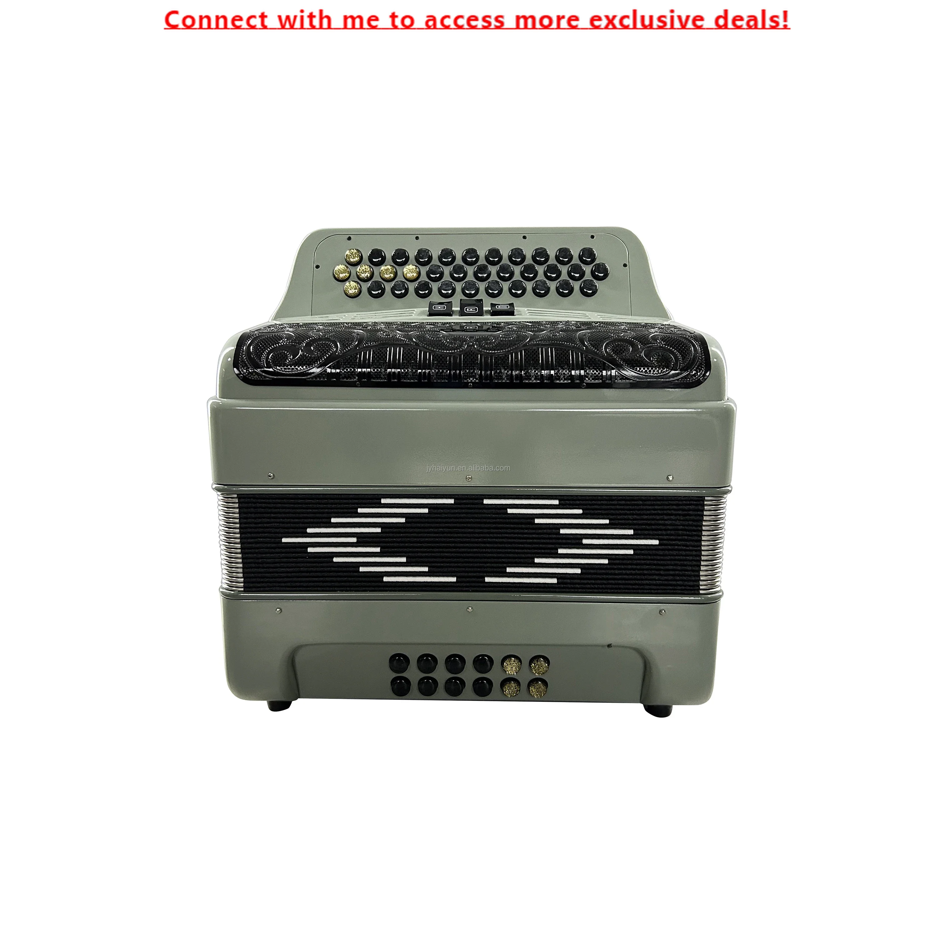

SEASOUND 34 Buttons 12 Bass 3 Registers Sky Grey Accordion Instrument Black Grill Gold And Black Buttons Acordeon JB3412C