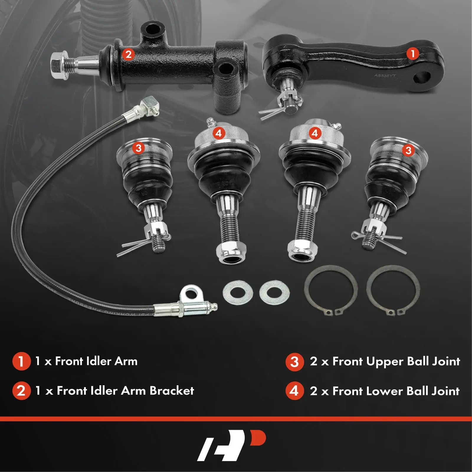 A-Premium 6x Idler Arm Front Upper Lower Ball Joints for Chevrolet Silverado 2500 99-04 Silverado 3500 01-06 Silverado 1500 HD