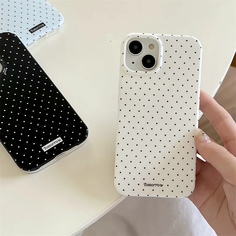 Simple Polka Dots Phone Case For iPhone 15 Pro 12 14 13 Pro Max 14pro Back Cover Fashion Soft Silicone Cute Cases For iPhone 15