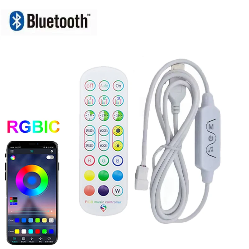 12V 3Pin Bluetooth RGB Controller Duoco StripX APP Music Sync 24Key Remote Control For WS2811 WS2812B RGB IC LED Strip Light