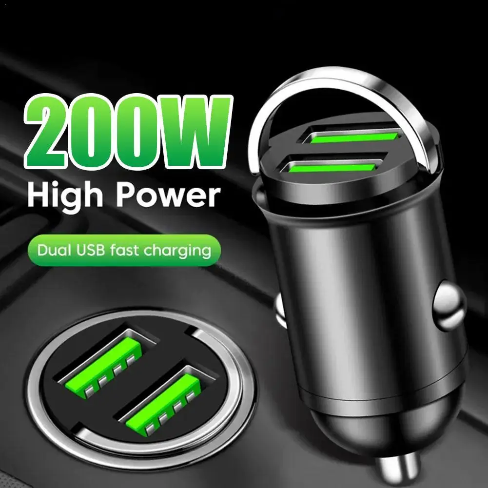 

200w Car Charger Adapter Fast Charging Car Invisible Cigarette Lighter Mini Portable Automotive Interior Accessories