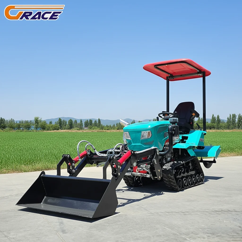 

Customize Commercial Grade 35HP Mini Crawler Tractor Waterproof EPA Farm Tractor With Loader Digger Plow