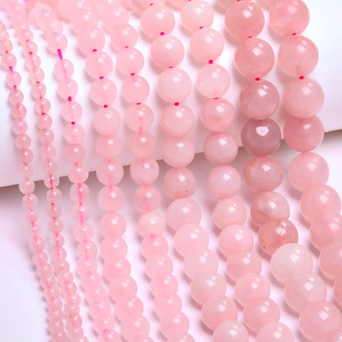 15-40pcs Natural Pink Crystal Stone Round Loose Beads For Bracelet Jewelry Making DIY Charms 4/6/8/10/12mm