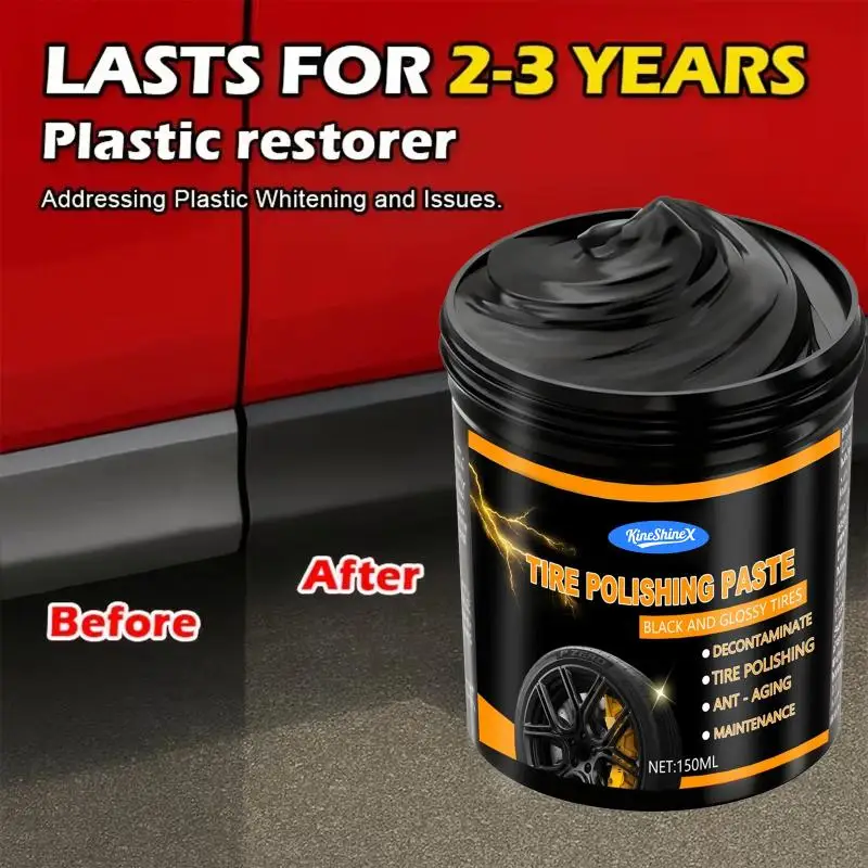 Tire & Plastic Restorer Cream Deep Black Shine For Faded Tires Rubber & Plastic Parts Restore Color Repair Cracks Prevent Aging