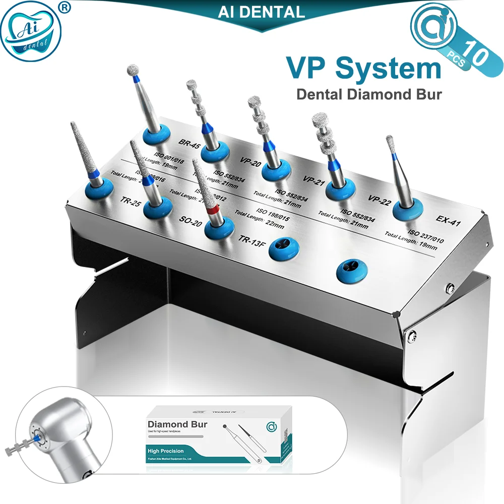 

AI-FG-VP Dental Diamond Veneers’Preparation Burs Drills Set 1.6mm Stainless Steel with 8 Models for High Speed Handpiece