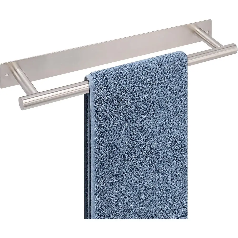 

16 Inch Round Wall-Mounted Stainless Steel Towel Bar, No-Drill Towel Rack for Bathroom or Kitchen (Brushed Nickel)