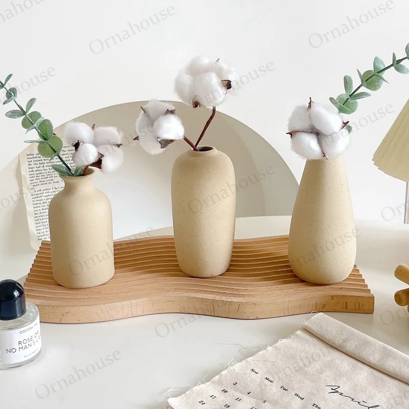 Nordic Su Embryo Ceramic Vase, Ins Style, Living Room Flower Arrangement and Dry Flower Set, Creative Decoration