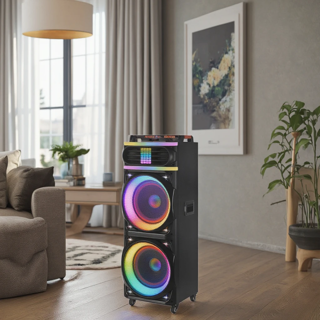 All-In-One Mini 100W Wireless Karaoke DJ Speaker For Home Outdoor RGB LED Lighting KTV Song Ordering Video Stereo Features DC