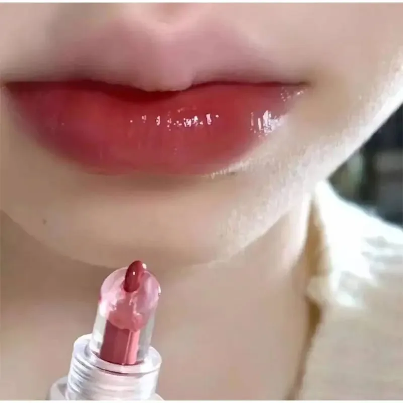 4Colors Crystal Jelly Lipgloss Liquid Lipstick Moisturizing Fine Flash Lipstick Lasting Waterproof No-stick Cup Lip Gloss Makeup