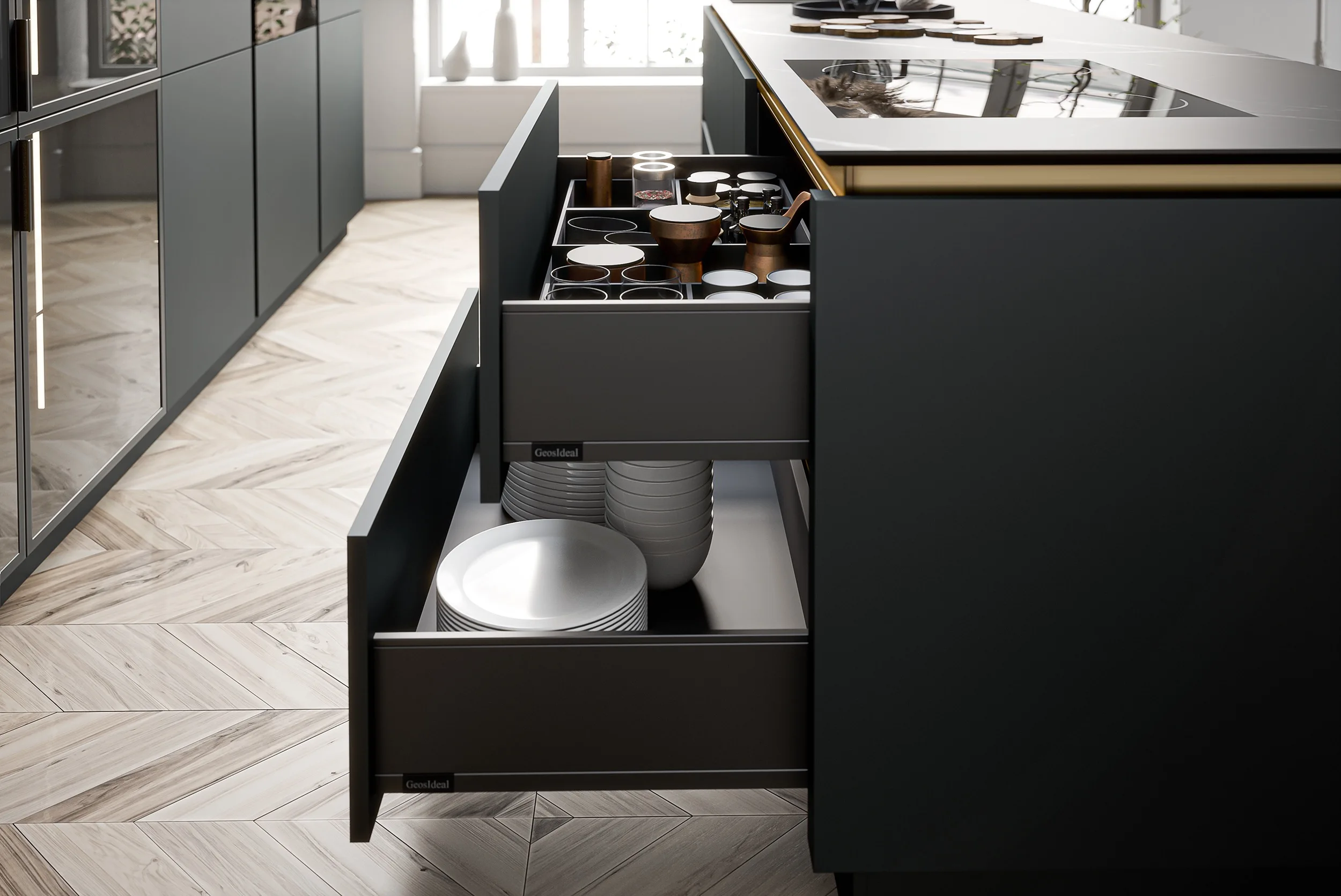 TLF Reserve   Modular Kitchen Cabinets MDF Carcase Melamine Board Doors Modern Design Backsplash Glass Stainless Quartz Ap