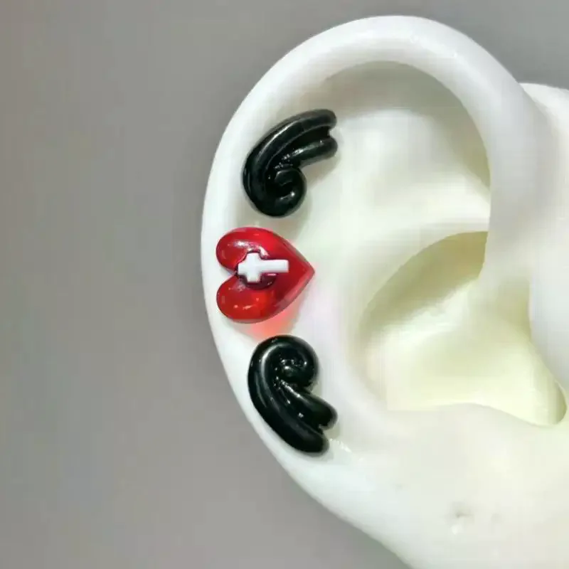 Fashion Sweet Love Heart Angel Wing Ear Bone Nail Earring Women Jewelry Accessries Gifts