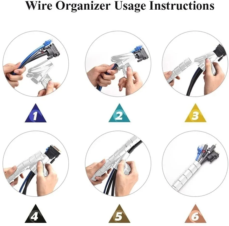 2M Long Cable Management Computer Wire Cord Sleeve Organizer Spiral Cable Zipper Cover for TV Office Anti-biting Protection view 6