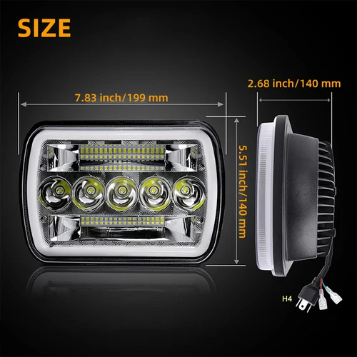 Imagen 2 del producto Faros delanteros LED 5x7 7x6 H6054 H5054 faros LED para Jeep Wrangler YJ Cherokee XJ Comanche MJ S10 Blazer Express Savana Van Truck
