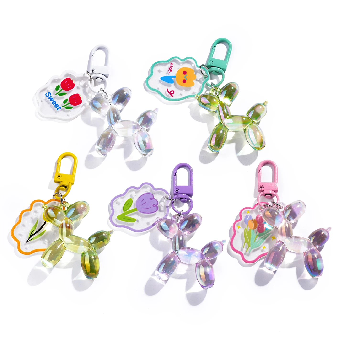 1pc Balloon Dog Luminous Keychain Transparent Candy Colored Balloon Dog Glow At Night Keyring Accessories Bags Pendant Things image 5