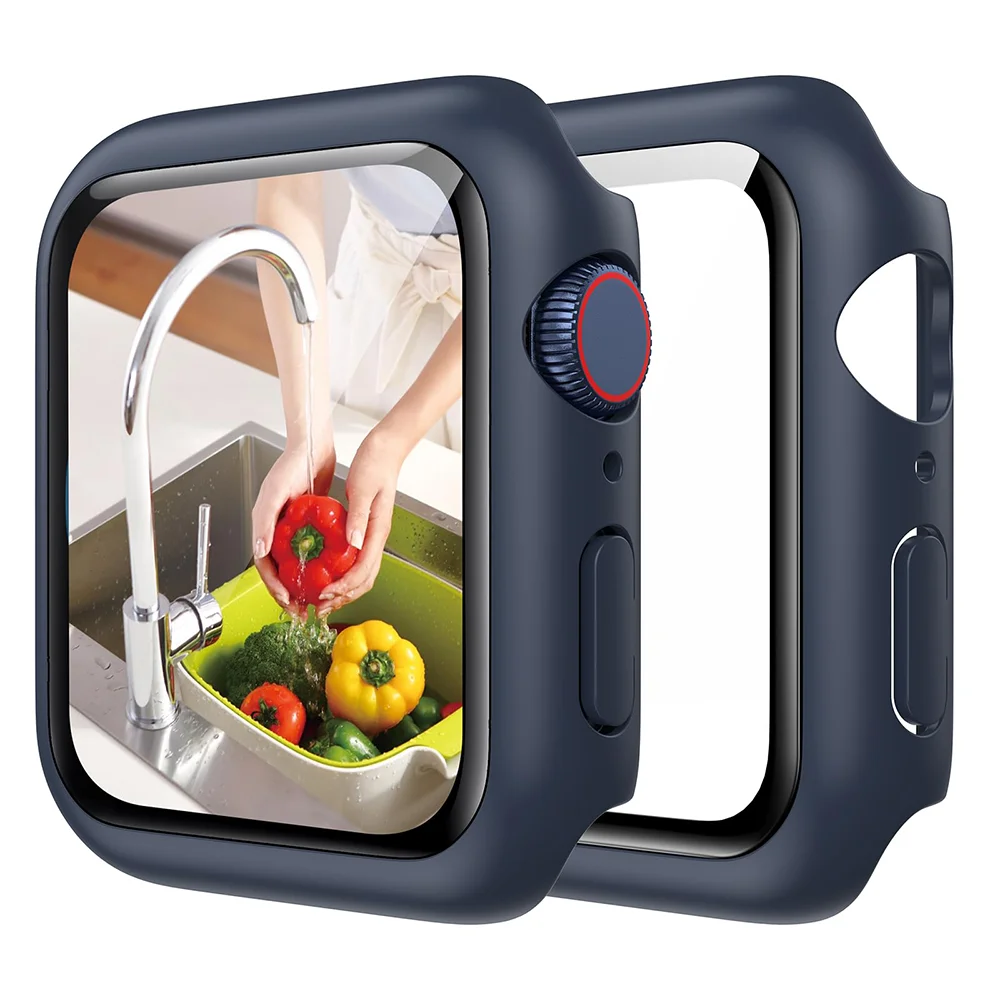 Gehärtetes Glas + Hülle für Apple Watch Serie 10, 42/46 mm, Zubehör, matt, hart, PC-Stoßstange, Displayschutzfolie, iWatch 10, 42/46 mm