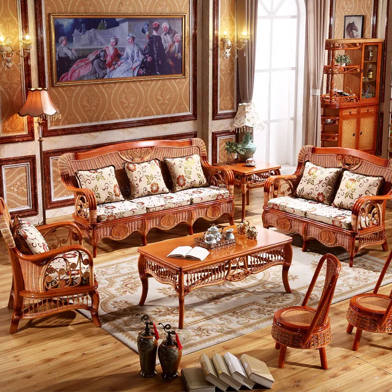 

Rattan chair, rattan sofa, combination, living room, three people, furniture, outdoor, furniture, courtyard