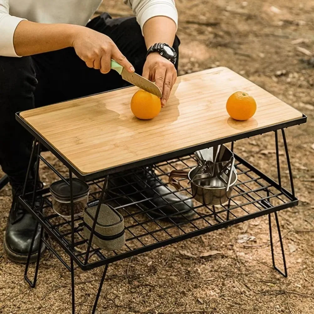 Składany piknikowy stół kempingowy ze stali nierdzewnej Sprzęt kempingowy na świeżym powietrzu Gotowanie herbaty Grill Stół siatkowy Outdoor Camping