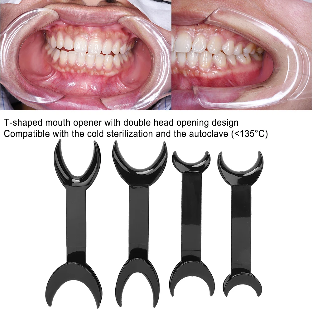 Divaricatore per labbra intraorale a forma di T dentale in plastica da 4 pezzi divaricatore per bocca con denti ortodontici a doppia testa strumenti dentali per espansori orali