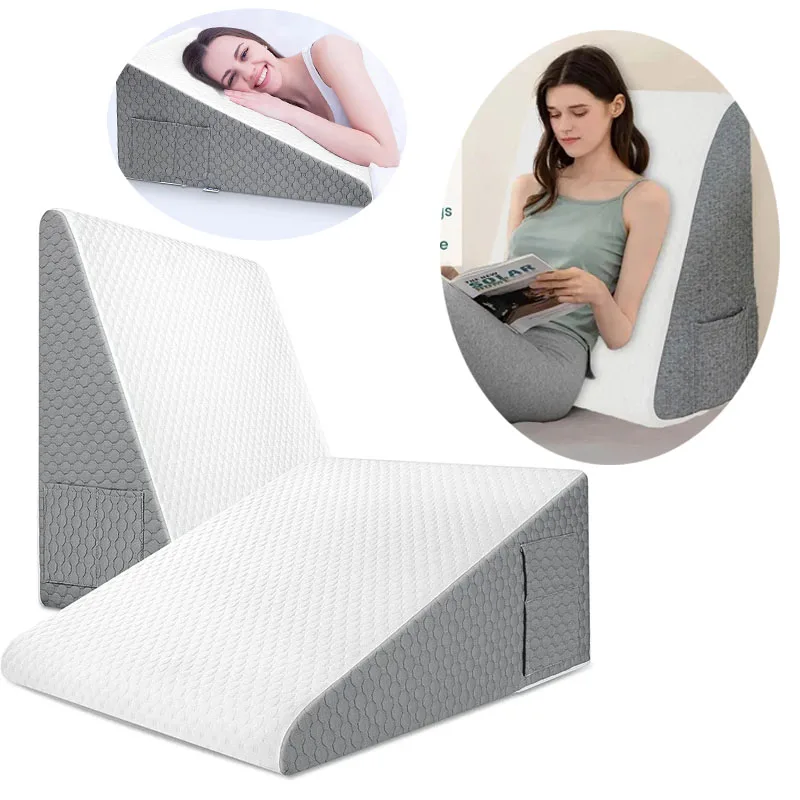 

Wedge Pillow for Sleeping Acid Reflux After Surgery Triangle Elevated Pillow for Bedside Dormitory Office Air Layer Memory Foam